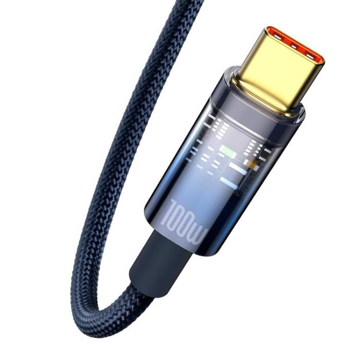 BASEUS - Baseus Explorer USB-C till USB-A kabel 100W 1m - Blå
