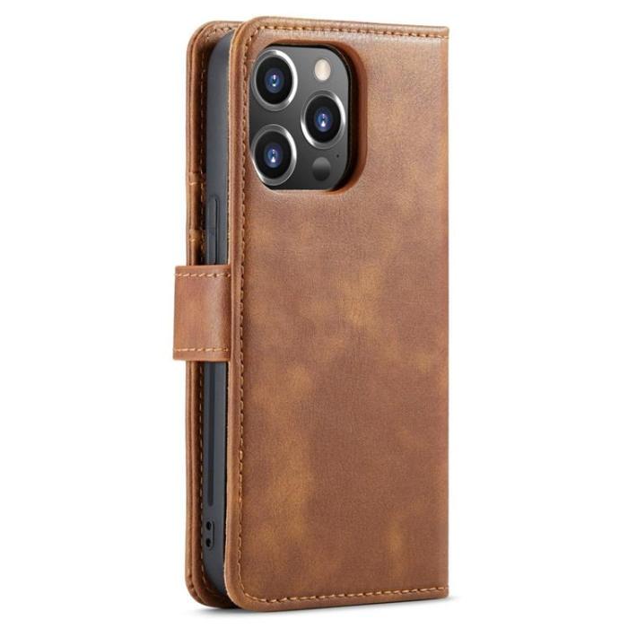 DG.MING - DG.MING iPhone 14 Pro Plånboksfodral Split Detachable Flip - Brun