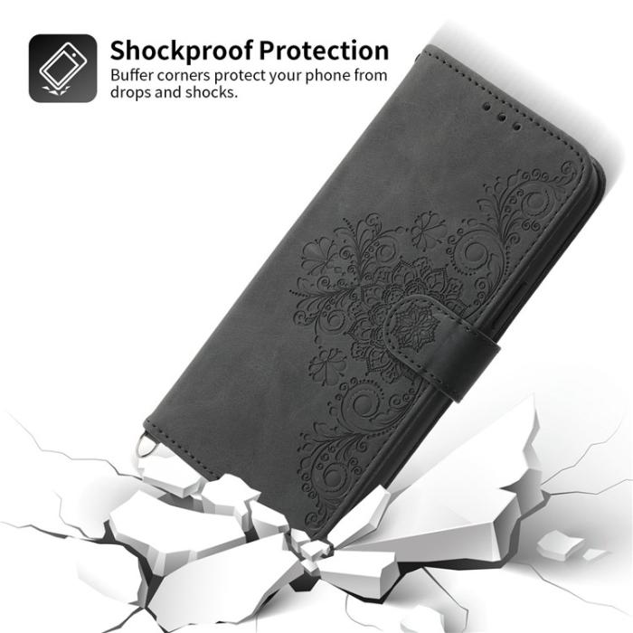 A-One Brand - Google Pixel 7 Plånboksfodral Imprinted Flower - Svart