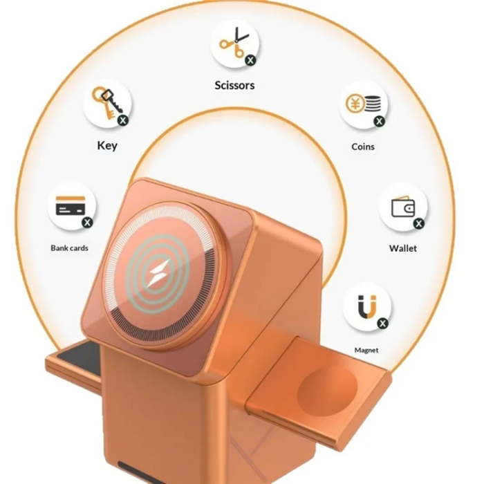 A-One Brand - W10 3-i-1 Magnetisk Trådlös Laddare 15W För iPhone Och Samsung - Orange