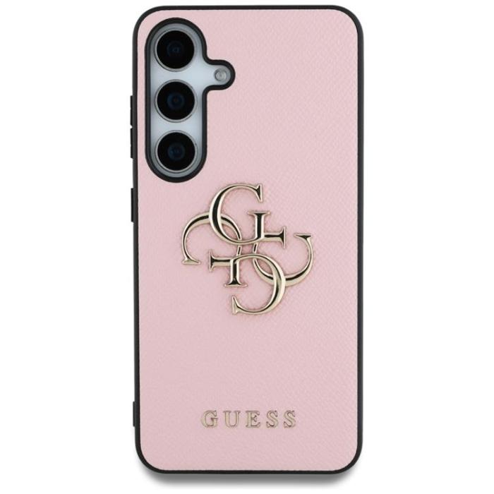 Guess - Guess Galaxy S25 Mobilskal Grained Big 4G Logo Small Classic - Rosa