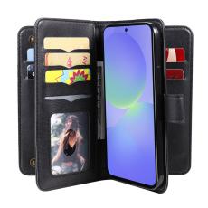 OEM - Samsung Galaxy A37 Pl&aring;nboksfodral Konstl&auml;der 10 Kortst&auml;ll - Svart
