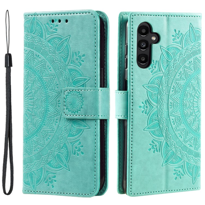 OEM - Galaxy A24 4G Plånboksfodral Imprinted Mandala Flower - Grön