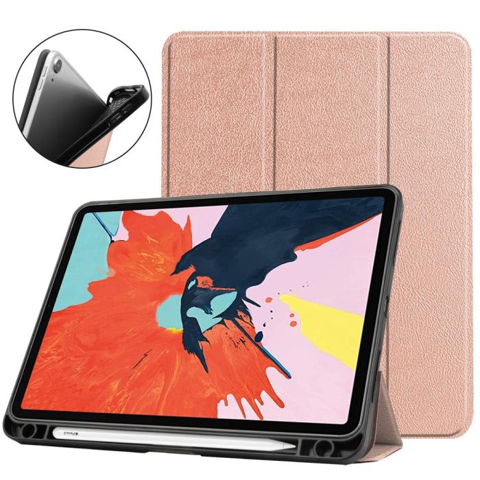 UTGATT1 - Fodral iPad Air 10.9 (2020) med Pennhållare Litchi Skin - Roséguld