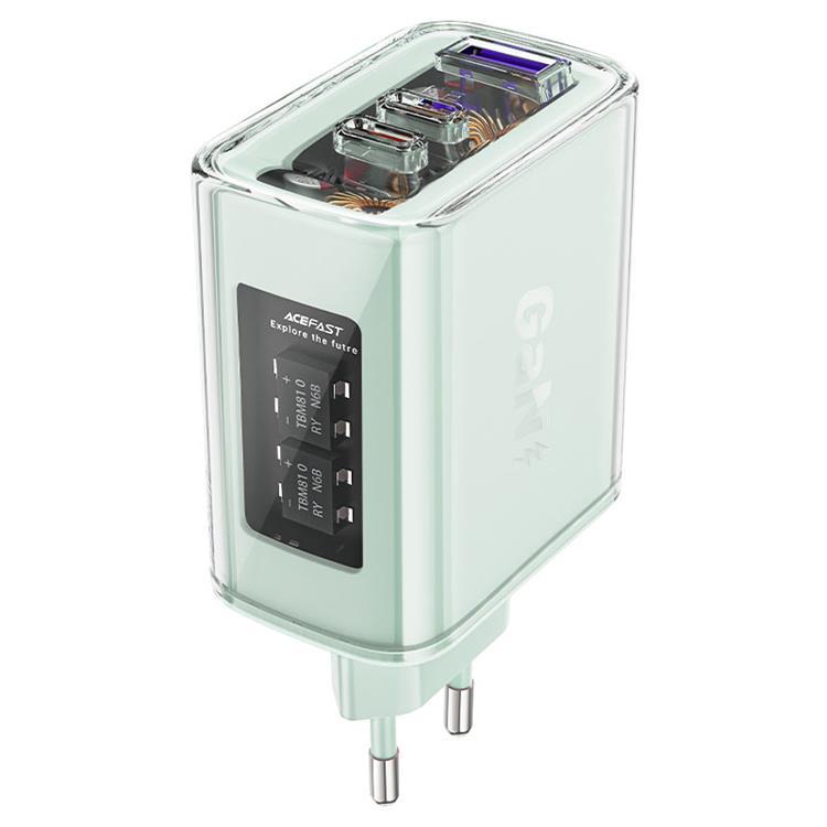 Acefast GaN Väggladdare 3-Port 65W - Grön | 505295 | AlltMobil