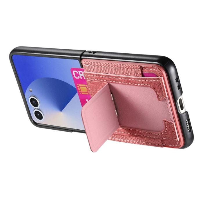 A-One Brand - Galaxy Z Flip 7 Mobilskal Kickstand Retro Korthållare - Rosa