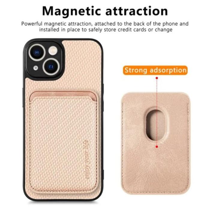 Taltech - iPhone 15 Mobilskal Korthållare Kolfiber - Rosa