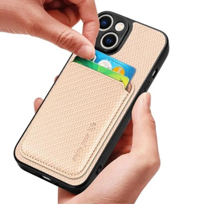 Taltech - iPhone 15 Mobilskal Korthållare Kolfiber - Rosa