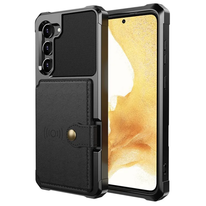 UTGATT - Galaxy S23 Plus Mobilskal Korthållare ZM03 PU-Läder - Svart