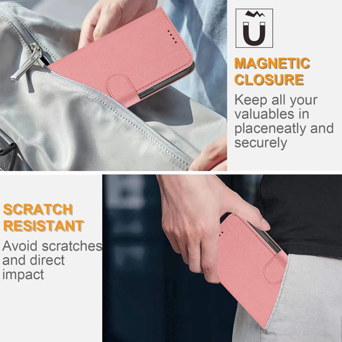 A-One Brand - Galaxy S26 Pro Plånboksfodral Solid Color Läder - Rosa