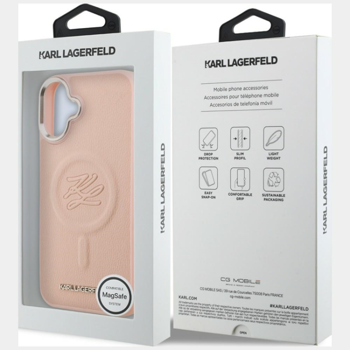 KARL LAGERFELD - Karl Lagerfeld Mobilskal För iPhone 16 Plus Magsafe Initial & Metal Logo