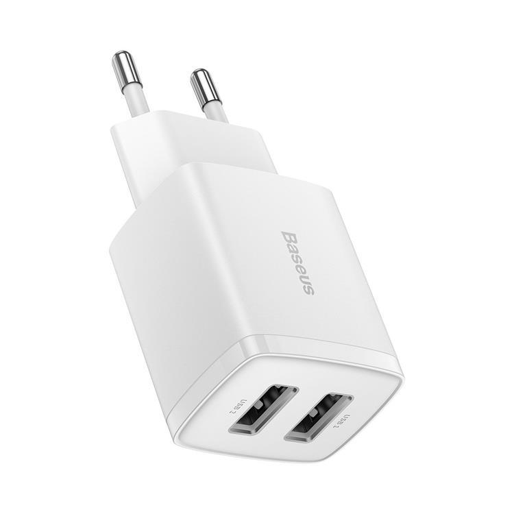 Baseus EU Compact Väggladdare 2x USB 10.5W - Vit | 505295 | AlltMobil