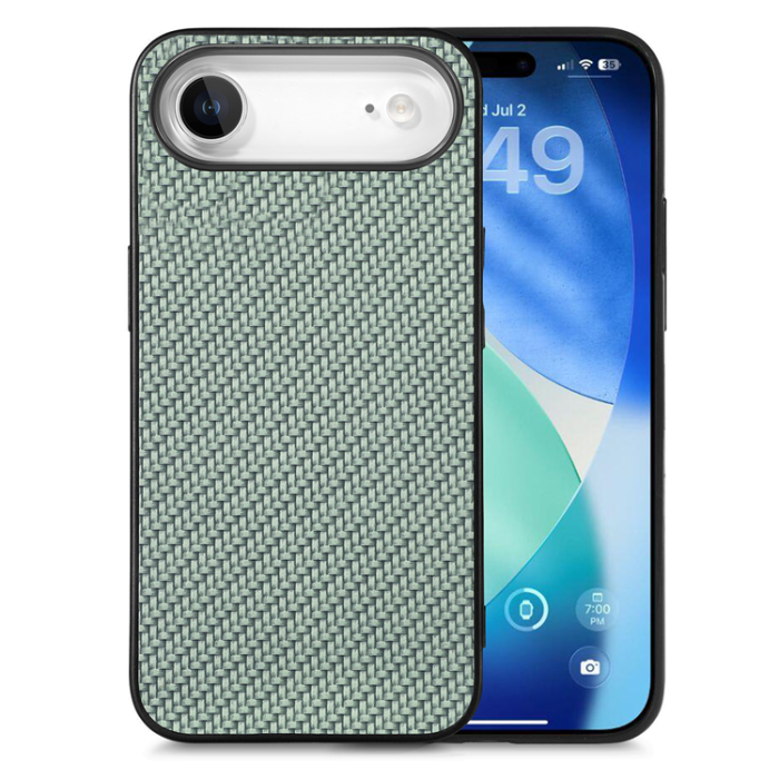 A-One Brand - iPhone Air Mobilskal Carbon Fiber PU Läder - Grön