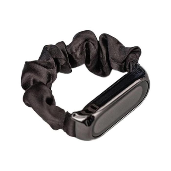 UTGATT1 - Xiaomi Mi Band 3/4/5/6 Armband Elastic Scrunchies - Svart