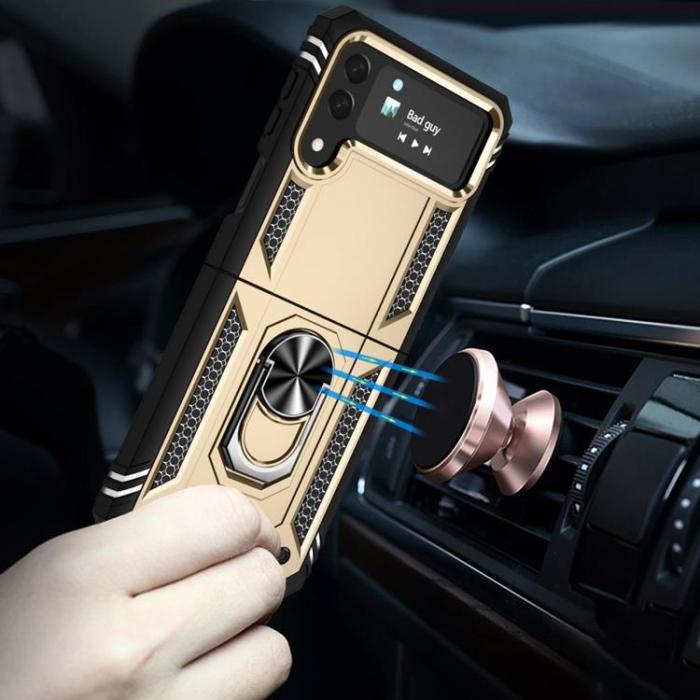 A-One Brand - Galaxy Z Flip 4 Skal Ringhållare Kickstand - Guld