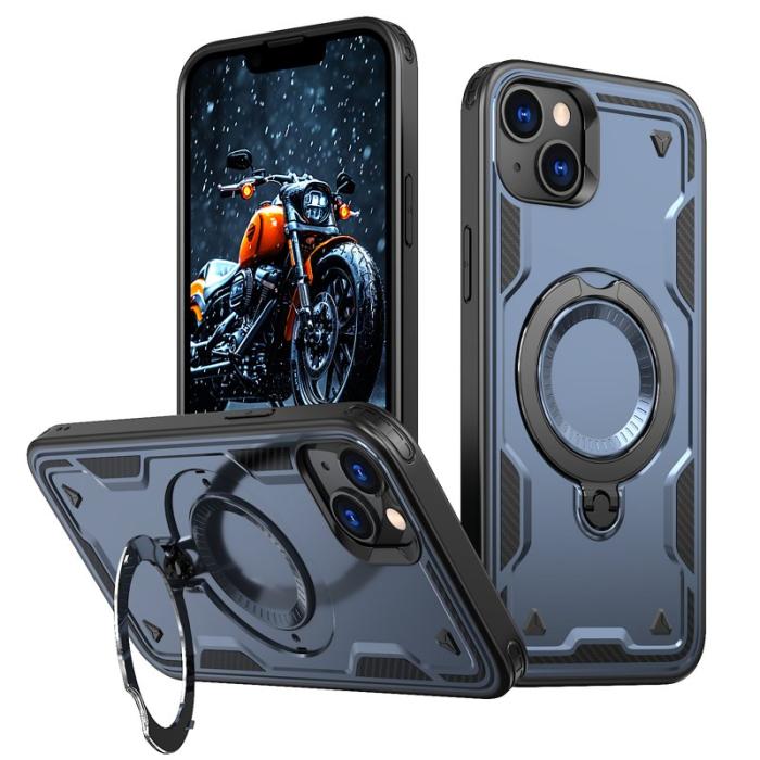 N/A - Mobilskal till iPhone 14/13 Plast Militärskydd Kickstand - Blå