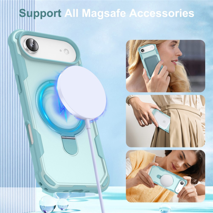 A-One Brand - iPhone 17 Air Mobilskal MagSafe Kickstand Shockproof - Blå