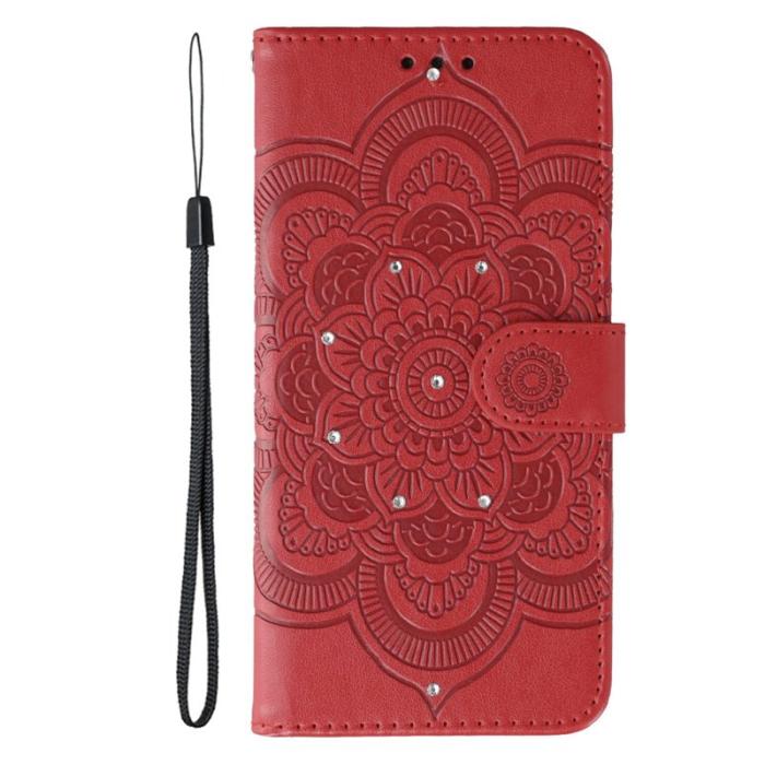 OEM - Samsung Galaxy A57 Plånboksfodral Konstläder Mandala Mönster - Röd