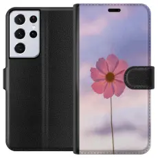 Gustaf - Pl&aring;nboksfodral till Samsung Galaxy S21 Ultra 5G med Rosa blomma