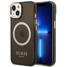 Guess - GUESS iPhone 14 Skal Magsafe Gold Outline Translucent - Svart