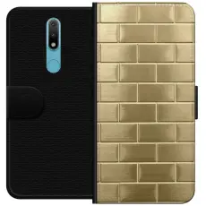 Gustaf - Pl&aring;nboksfodral till Nokia 2.4 med Gyllene Murstenar