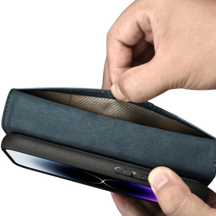 ICARER - iCarer iPhone 14 Pro Max Plånboksfodral Äkta Läder 2in1 Anti-RFID - Blå