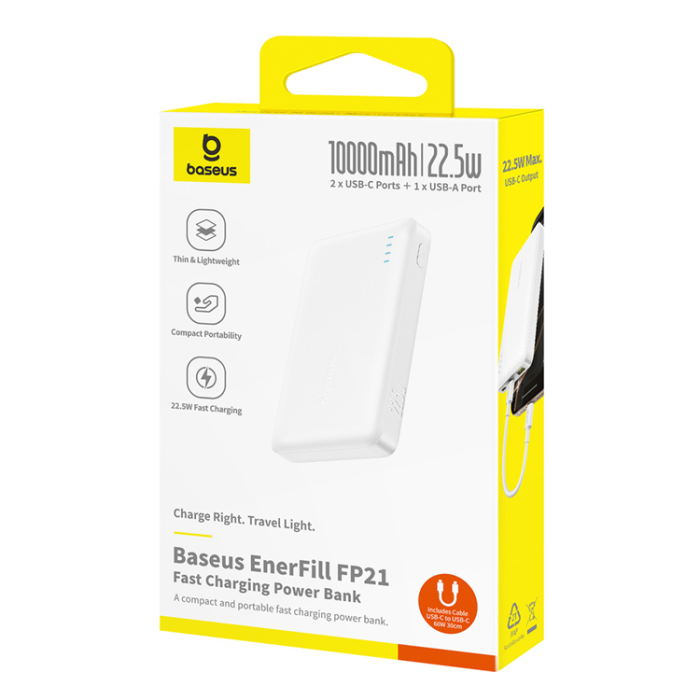 BASEUS - Baseus Powerbank 10000 mAh 22.5W USB-C USB-A - Vit