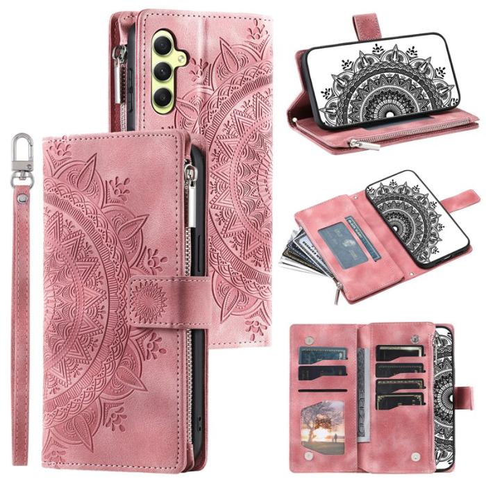 OEM - Samsung Galaxy S26 Plånboksfodral Mandala Blommönster Konstläder - Roséguld