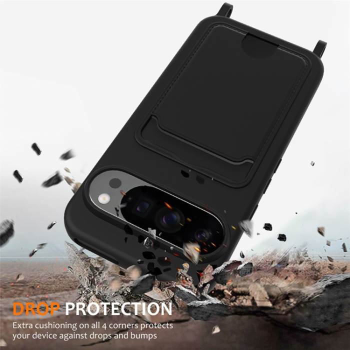 A-One Brand - Google Pixel 10 Pro XL Mobilskal korthållare med Rem - Svart