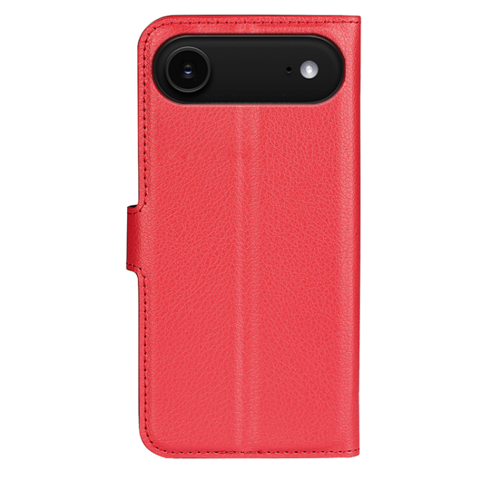 A-One Brand - iPhone 17 Air Plånboksfodral Litchi Texture läder - Röd