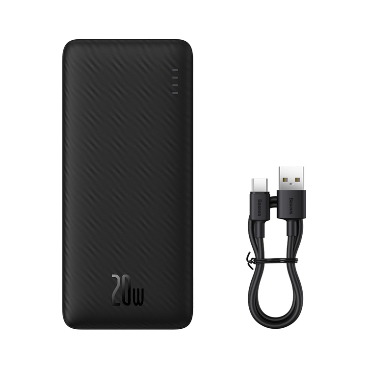 Baseus Powerbank 10000 mAh 20W Med USB-A Till USB-C Kabel - Svart | 505295 | AlltMobil