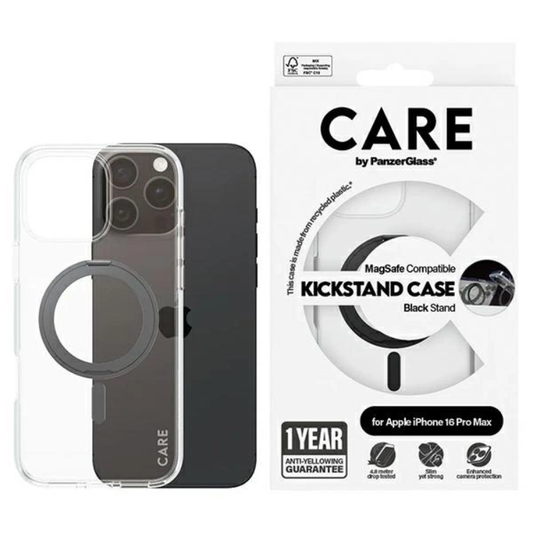 CARE By PanzerGlass iPhone 16 Pro Max Mobilskal MagSafe Kickstand - Svart | 2353 | AlltMobil