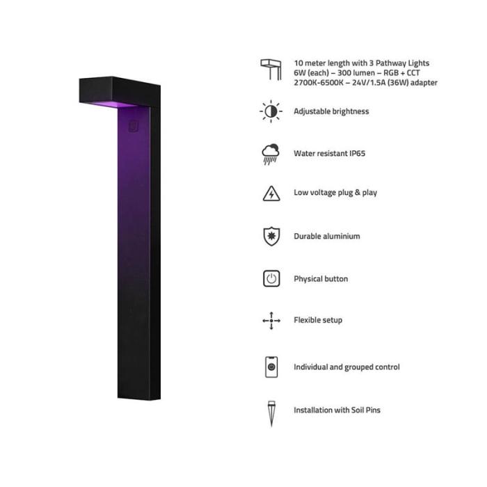 HOMBLI - HOMBLI Smart Gångbelysning 1-pack RGB CCT Svart