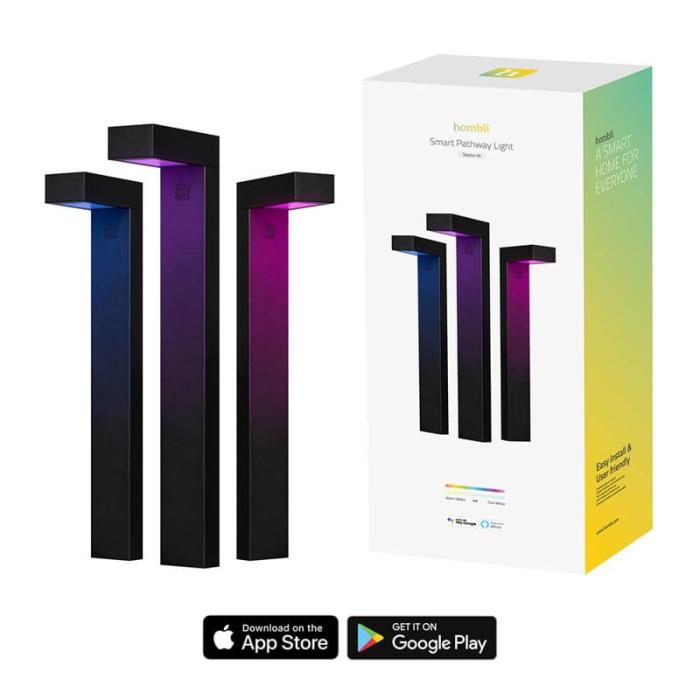 HOMBLI - HOMBLI Smart Gångbelysning 3-pack RGB CCT Svart