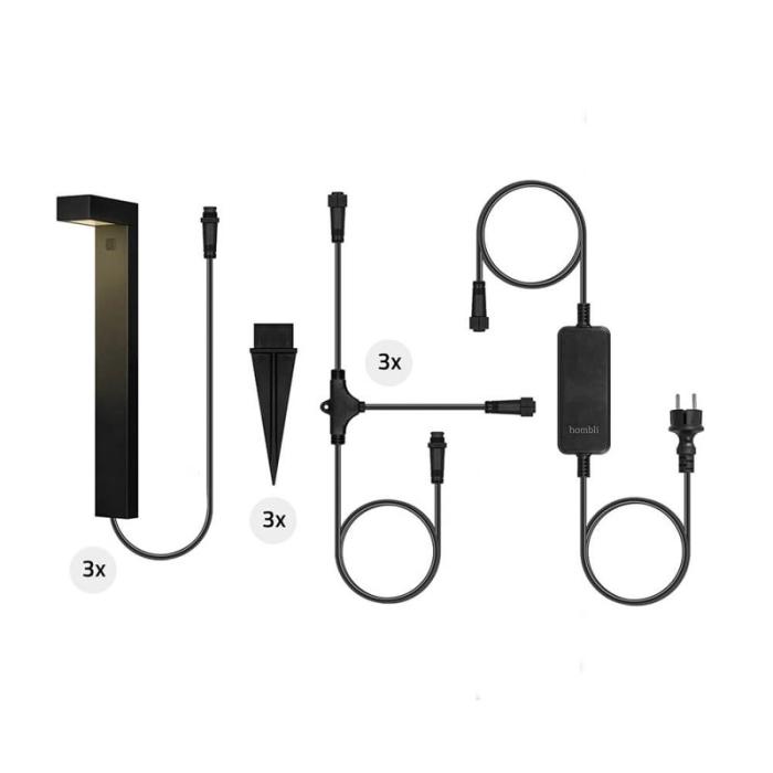 HOMBLI - HOMBLI Smart Gångbelysning 3-pack RGB CCT Svart