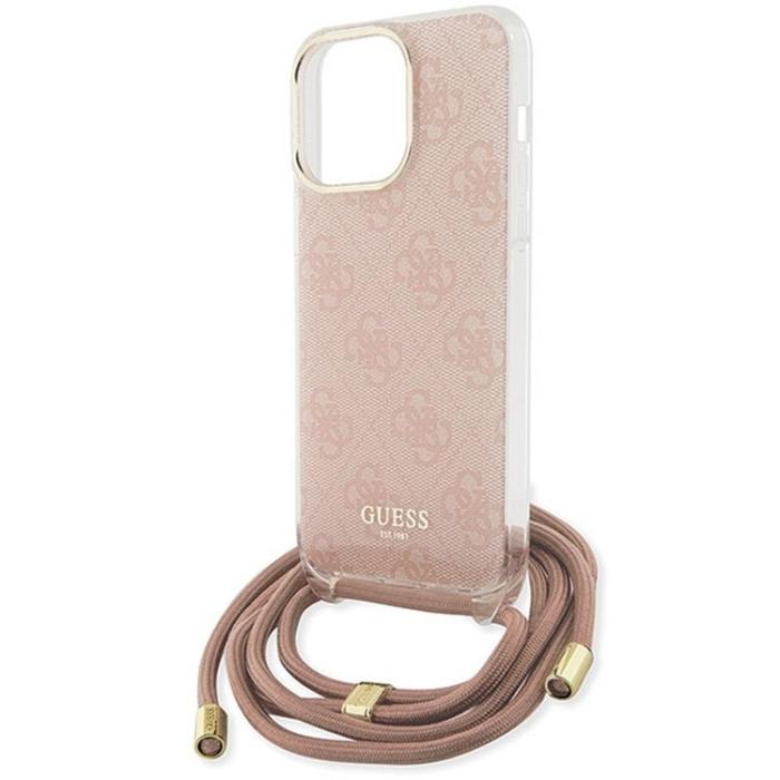 Guess - Guess iPhone 15 Pro Mobilhalsband Skal Print - Rosa
