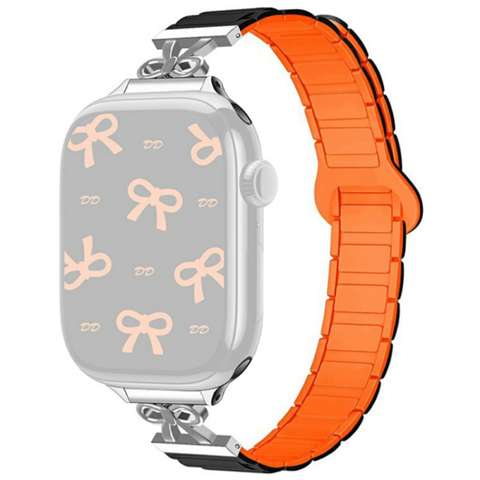 A-One Brand - Apple Watch 38/40/41/42mm Armband Magnetic Bowknot - Svart/Orange