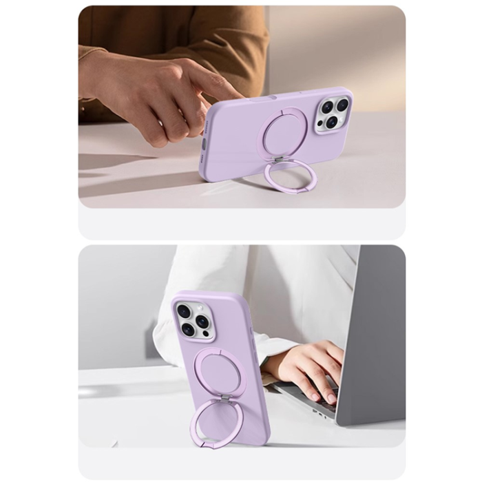 A-One Brand - iPhone 16 Pro Mobilskal MagSafe Silikon Roterande Kickstand