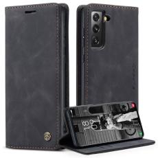 Caseme - CASEME Konstl&auml;der Pl&aring;nboksfodral Mobilskal f&ouml;r Samsung Galaxy S21 - Svart