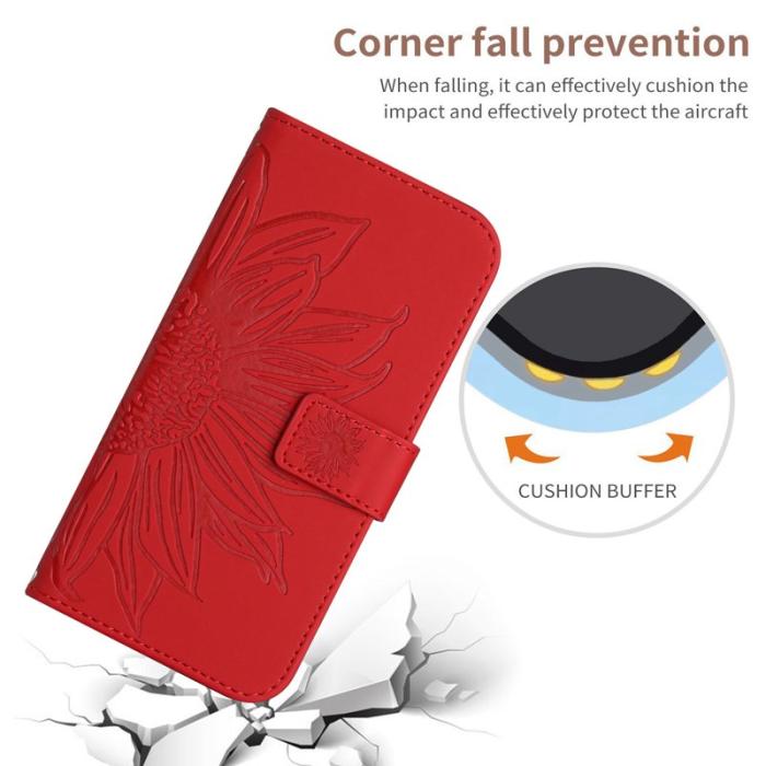 OEM - Samsung Galaxy S26 Plånboksfodral Konstläder Solrostryck - Röd