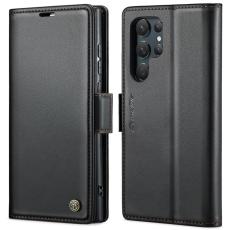 Caseme - CASEME Samsung Galaxy S24 Ultra Pl&aring;nboksfodral Konstl&auml;der RFID-Skydd Svart