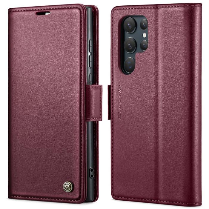 Caseme - CASEME Samsung Galaxy S24 Ultra Plånboksfodral Konstläder RFID-Skydd Röd