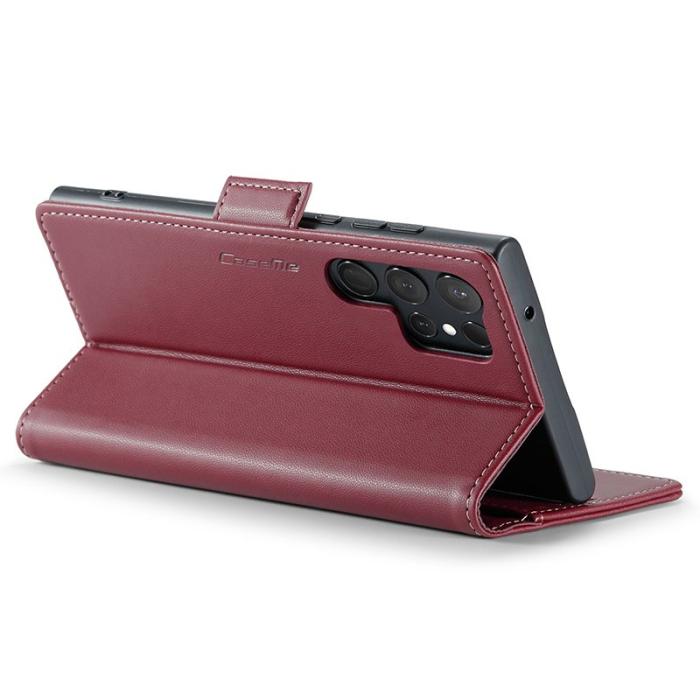 Caseme - CASEME Samsung Galaxy S24 Ultra Plånboksfodral Konstläder RFID-Skydd Röd