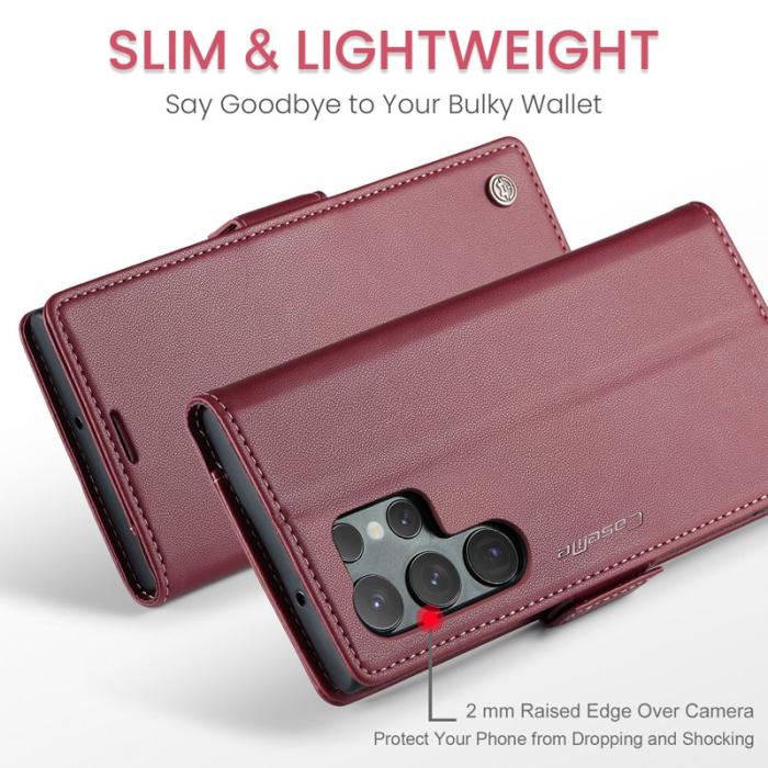 Caseme - CASEME Samsung Galaxy S24 Ultra Plånboksfodral Konstläder RFID-Skydd Röd