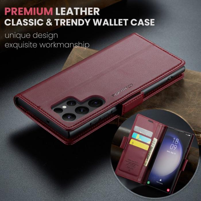 Caseme - CASEME Samsung Galaxy S24 Ultra Plånboksfodral Konstläder RFID-Skydd Röd
