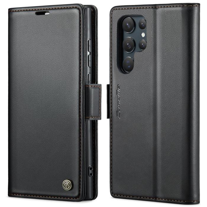 Caseme - CASEME Samsung Galaxy S24 Ultra Plånboksfodral Konstläder RFID-Skydd Svart