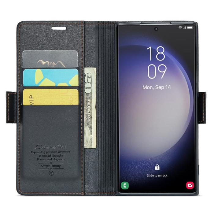 Caseme - CASEME Samsung Galaxy S24 Ultra Plånboksfodral Konstläder RFID-Skydd Svart