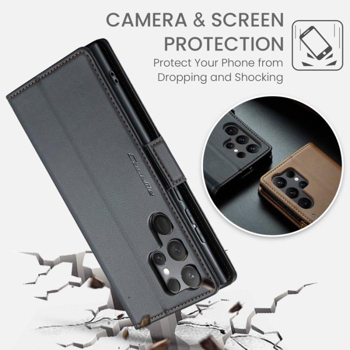 Caseme - CASEME Samsung Galaxy S24 Ultra Plånboksfodral Konstläder RFID-Skydd Svart