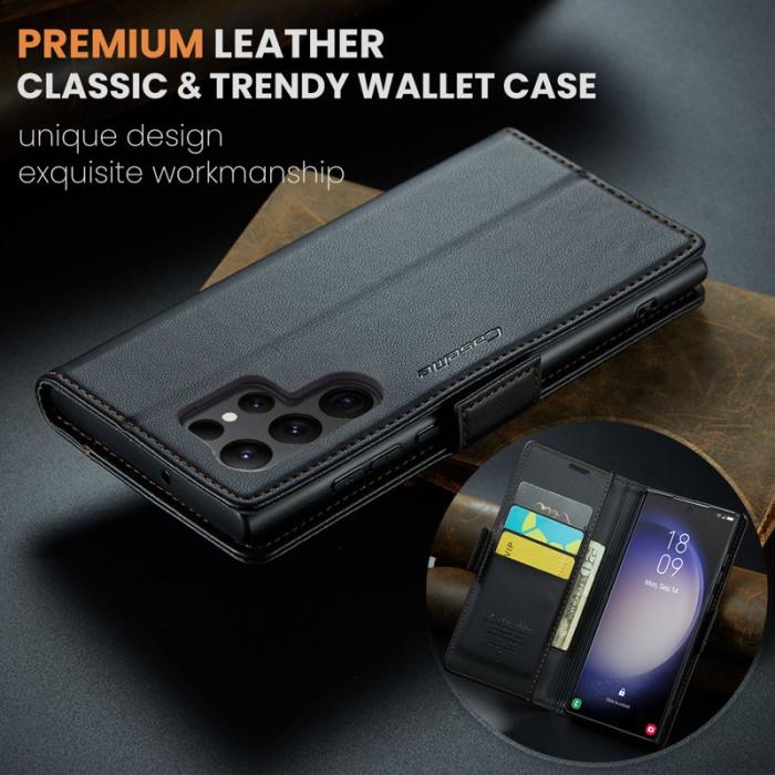 Caseme - CASEME Samsung Galaxy S24 Ultra Plånboksfodral Konstläder RFID-Skydd Svart