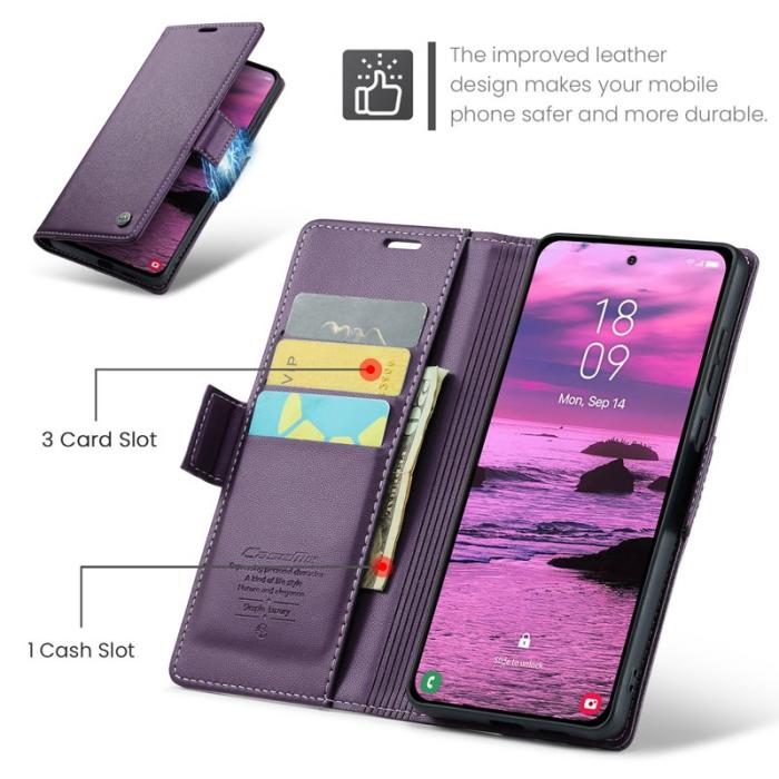 Caseme - CASEME 023 Mobilskal till Samsung Galaxy S25 Edge Konstläder Plånboksfodral Lila